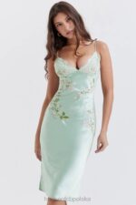 House of CB Sukienka Fallon Haft Jadeitowa Elegancja