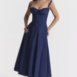 House of CB Sukienka gorsetowa Carmen granatowa stylowa moda