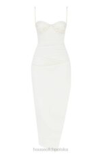 House of CB Sukienka Gorsetowa Satynowa Kość Słoniowa Elegancka Moda - Image 10
