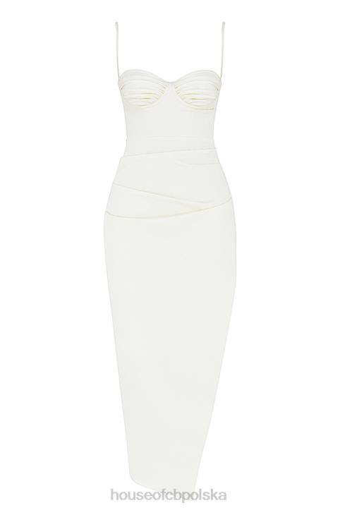 House of CB Sukienka Gorsetowa Satynowa Kość Słoniowa Elegancka Moda - Image 10