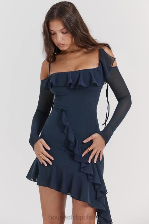 House of CB Sukienka Kiki mini granatowa z falbaną w stylu francuskim - Image 12
