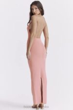 House of CB Sukienka maxi Camelia morelowa z głębokim dekoltem - Image 16