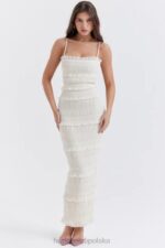 House of CB Sukienka Maxi Cekinowa Kość Słoniowa Modna Elegancka - Image 11