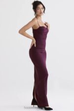 House of CB Sukienka maxi gorsetem Lani Merlot Elegancja na każdą okazję - Image 5
