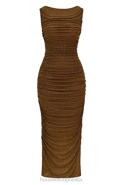 House of CB Sukienka Maxi Kryształki Kolor Kawy Laurie - Image 5
