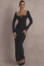 House of CB Sukienka maxi Rosa z czarnymi kryształkami Elegancja na każdą okazję - Image 2