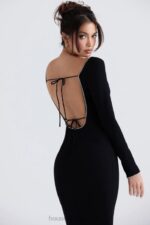 House of CB Sukienka maxi Rosa z czarnymi kryształkami Elegancja na każdą okazję - Image 3