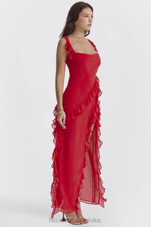 House of CB Sukienka maxi wiśniowa z falbaną na każdą okazję - Image 14