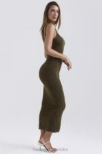 House of CB Sukienka maxi z dzianiny khaki stylowa elegancja - Image 7