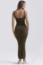 House of CB Sukienka maxi z dzianiny khaki stylowa elegancja - Image 8