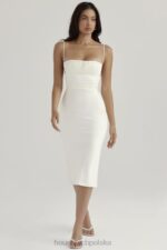 House of CB Sukienka midi gorset satynowa w kolorze kości słoniowej Lois 4PND410 elegancka moda kobieca - Image 11