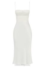 House of CB Sukienka midi gorset satynowa w kolorze kości słoniowej Lois 4PND410 elegancka moda kobieca - Image 3