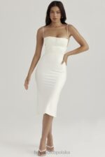 House of CB Sukienka midi gorset satynowa w kolorze kości słoniowej Lois 4PND410 elegancka moda kobieca - Image 10
