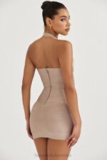 House of CB Sukienka mini bandażowa Maliha Latte Modna i Elegancka - Image 11