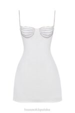 House of CB Sukienka mini z kryształkami w odcieniu kości słoniowej modna elegancja - Image 7