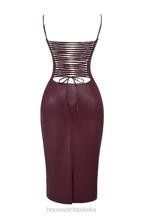 House of CB sukienka mulberry z wegańskiej skóry z koronką 4PND165 modna odzież - Image 8