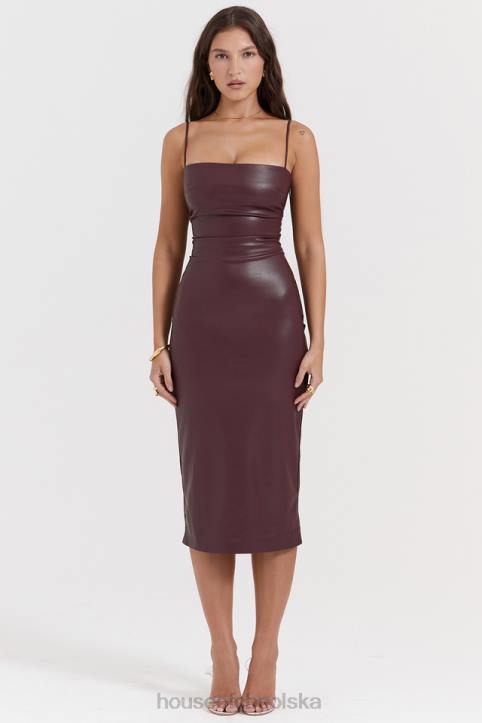 House of CB sukienka mulberry z wegańskiej skóry z koronką 4PND165 modna odzież - Image 9
