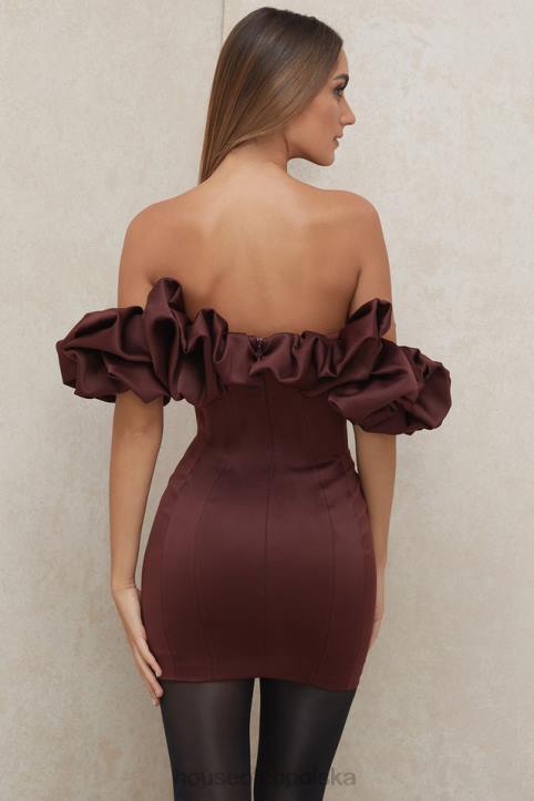 House of CB Sukienka Satynowa Bez Ramiączek Falbana Raisin Modna Elegancka - Image 11