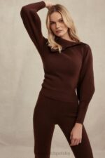 House of CB Sweter Adelita Kaszmirowy Czekoladowy Styl Elegancja