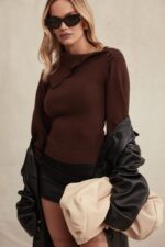 House of CB Sweter Adelita Kaszmirowy Czekoladowy Styl Elegancja - Image 10