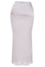 House of CB Szara Marszczona Maxi Spódnica Jia Elegancka Moda - Image 5