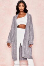 House of CB Szary Celine Kardigan Luźny Stylowy i Modny