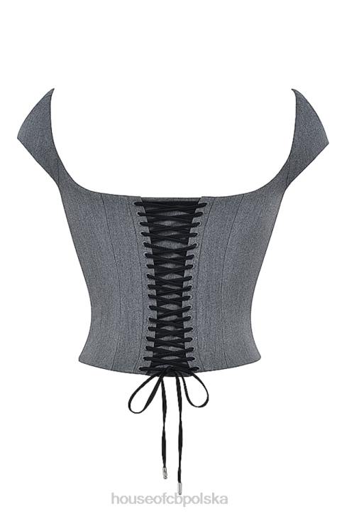 House of CB Szary Gorset Koronkowy Rowena Elegancja i Styl - Image 10