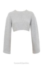 House of CB Szary Prążkowany Oversize Sweter Shana Modny Styl
