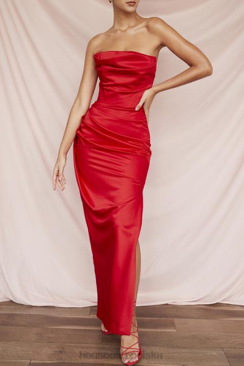House of CB Szkarłatna Suknia Bez Ramiączek Adrienne Elegancja i Styl - Image 3