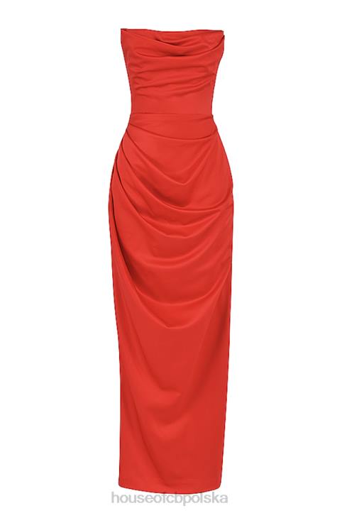 House of CB Szkarłatna Suknia Bez Ramiączek Adrienne Elegancja i Styl - Image 4