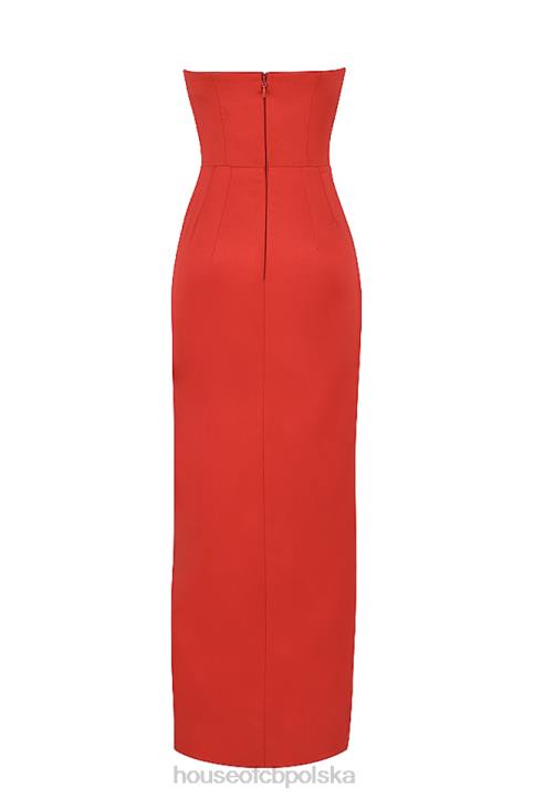 House of CB Szkarłatna Suknia Bez Ramiączek Adrienne Elegancja i Styl - Image 6