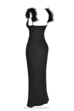 House of CB Tabitha satynowa czarna sukienka maxi na każdą okazję - Image 8