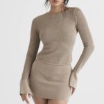 House of CB Taupe Długi Rękaw Top Savannah Modna Odzież