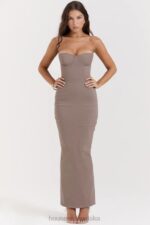 House of CB Taupe Maxi Sukienka Gorsetowa Bez Ramiączek - Image 11