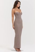 House of CB Taupe Maxi Sukienka Gorsetowa Bez Ramiączek - Image 15