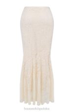 House of CB Therese Kremowa Koronkowa Spódnica Maxi Vintage Elegancja - Image 11