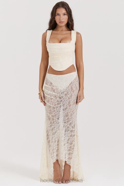 House of CB Therese Kremowa Koronkowa Spódnica Maxi Vintage Elegancja - Image 17