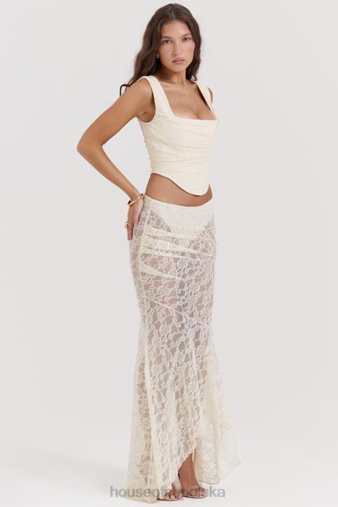 House of CB Therese Kremowa Koronkowa Spódnica Maxi Vintage Elegancja - Image 19