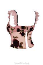 House of CB Top Graciela Zgaszony Róż Devore Stylowy Elegancki Top - Image 6