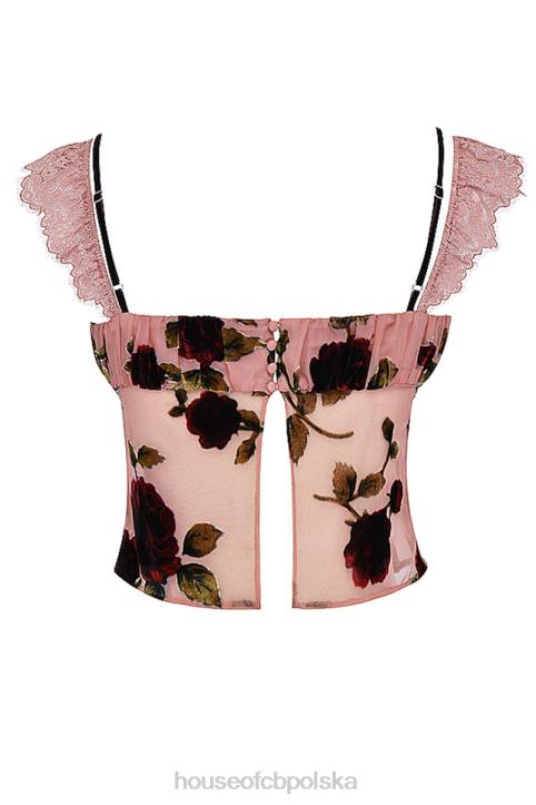 House of CB Top Graciela Zgaszony Róż Devore Stylowy Elegancki Top - Image 7