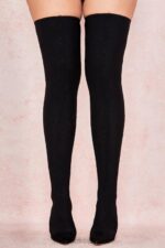 House of CB Urokliwe czarne siateczkowe buty za udo z monogramem - Image 2