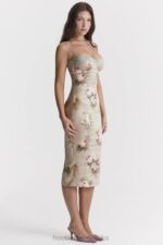 House of CB Venus vintage sukienka midi w kwiaty w kolorze pastelowym - Image 16