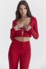 House of CB Wiśniowy Prążkowany Top Perla Modna Odzież Damska - Image 11