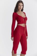 House of CB Wiśniowy Prążkowany Top Perla Modna Odzież Damska - Image 13