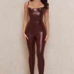 House of CB Wysokiej Jakości Lateksowe Legginsy Lia Raisin