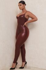 House of CB Wysokiej Jakości Lateksowe Legginsy Lia Raisin - Image 6