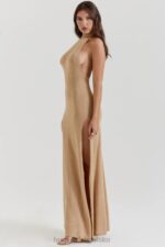 House of CB Złota Sukienka Maxi Selia Dzianina Trendy Elegancka - Image 17