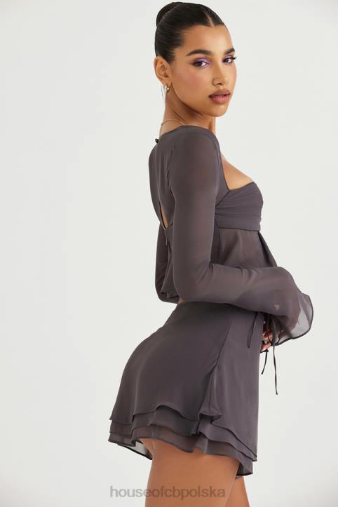 House of CB Zwiewna Mini Spódnica Clarice Shadow Trendy Modne Odzież - Image 13