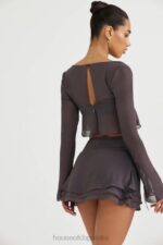 House of CB Zwiewna Mini Spódnica Clarice Shadow Trendy Modne Odzież - Image 14
