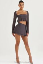 House of CB Zwiewna Mini Spódnica Clarice Shadow Trendy Modne Odzież - Image 9